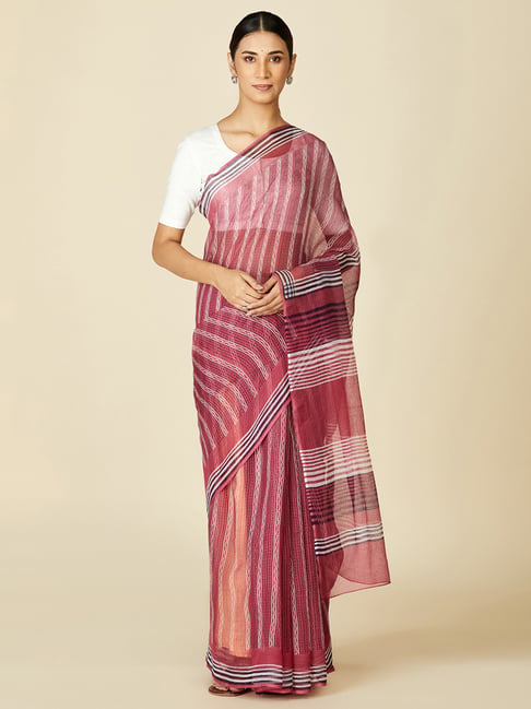 Fabindia Pink Cotton Silk Printed Saree Price in India