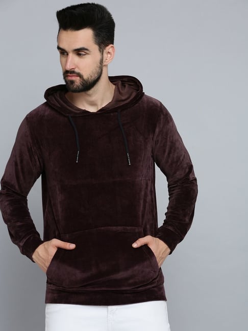 SHOWOFFFF Coffee Brown Regular Fit Hooded Sweatshirt