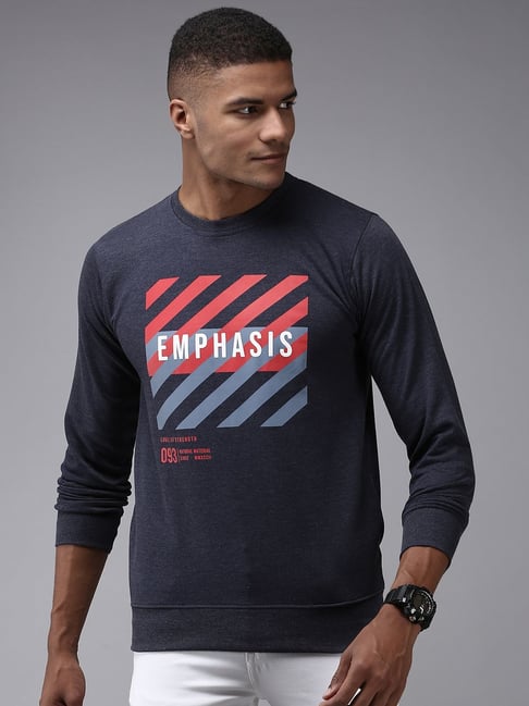 showoffff Showoff Navy Blue Cotton Regular Fit Printed Sweatshirt-picture-38