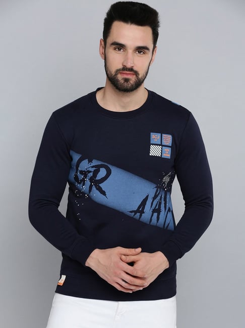 showoffff Showoff Navy Blue Cotton Regular Fit Printed Sweatshirt-picture-35