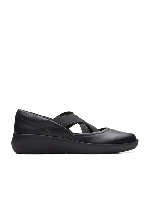 Clarks black wedge pumps best sale