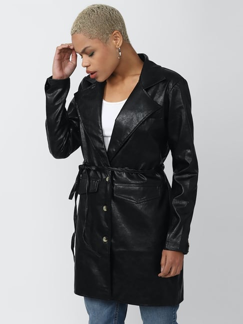 Forever 21 black coat hotsell