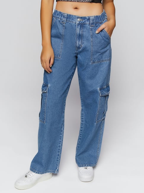 Forever 21 Blue Regular Fit Mid Rise Jeans