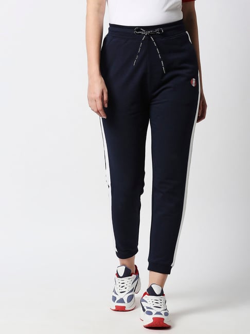 Pepe Jeans Navy Cotton Regular Fit Mid Rise Joggers