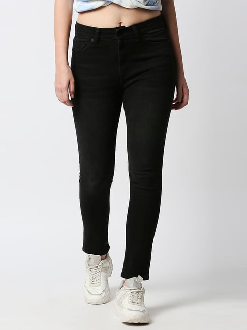 Pepe Jeans Black Cotton Skinny Fit High Rise Jeans