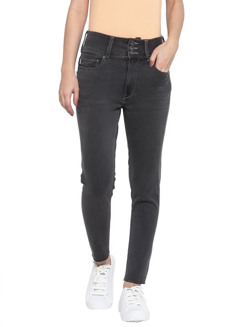 Pepe Jeans Dark Grey Blended Skinny Fit Mid Rise Jeans