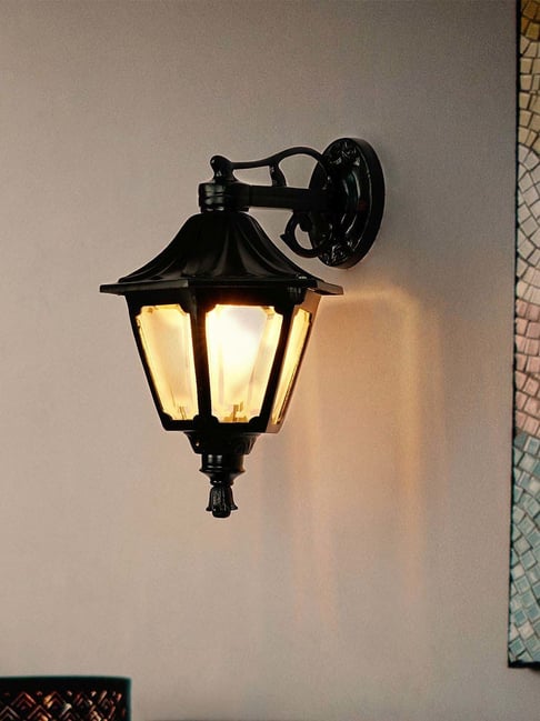FOS LIGHTING Victorian Black & Transparent Aluminium Single Light Outdoor Wall Lamp