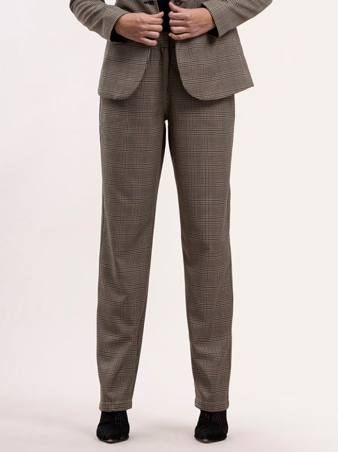 Buy Women Multi Check Formal Regular Fit Trousers Online - 718115 | Van  Heusen