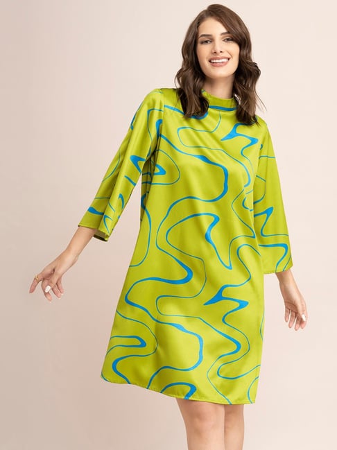 Fablestreet Green Printed A Line Dress-picture-19