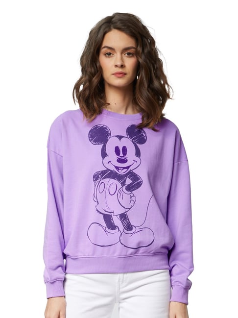 Buy The Souled Store Purple Printed Oversized Pullover for Women's