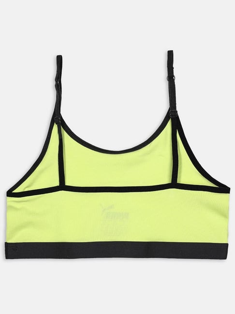 Puma Kids Youth Red & Lime Green Cotton Logo Beginners Bra (Pack of 2)