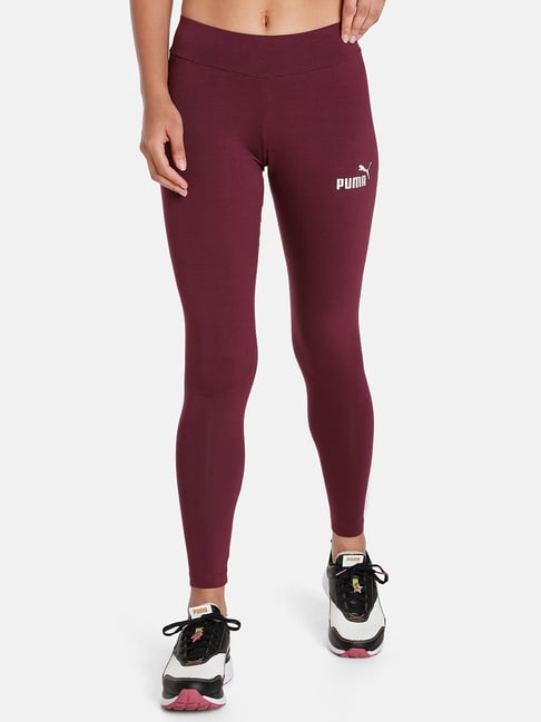 Puma Wine Cotton Logo Print Mid Rise Tights-picture-15