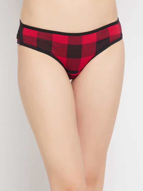 Buy Clovia Red Check Bikini Panty for Women's Online @ Tata CLiQ