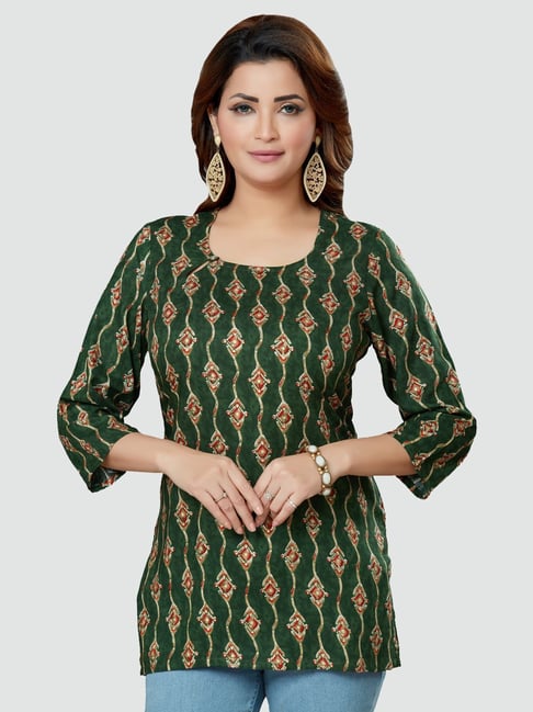 Saree Swarg Green Printed Straight Kurti-picture-29