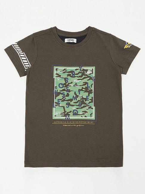 Cantabil Kids Grey & Green Cotton Printed T-Shirt-picture-31