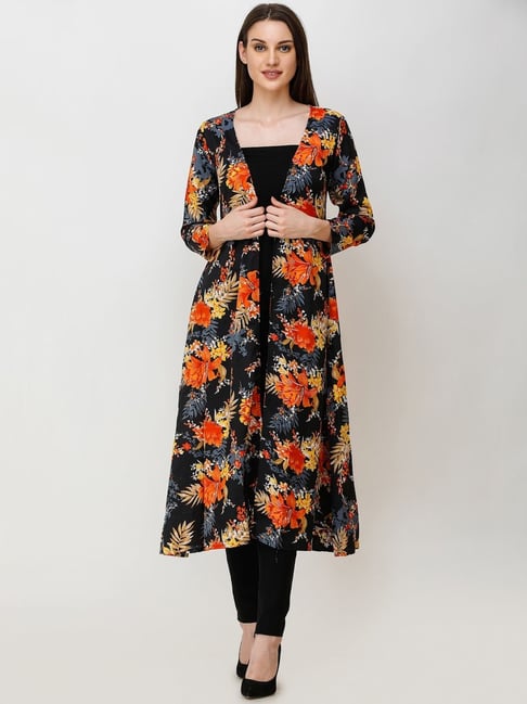 Cation Black Floral Print Shrug