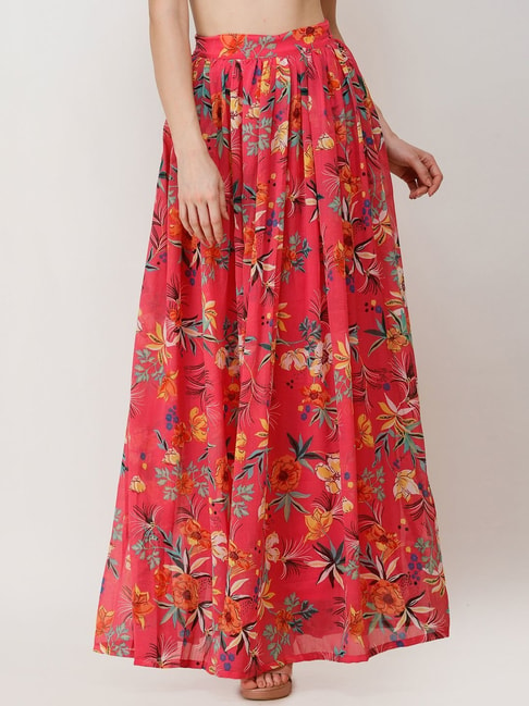 Cation Pink Floral Pattern Maxi Skirt Price in India