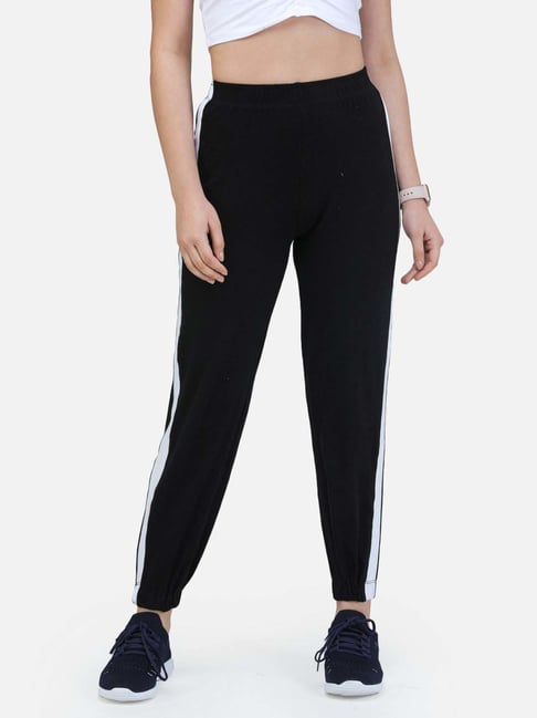 Cation Black Color-Block Mid rise Fitted Track Pants-picture-38
