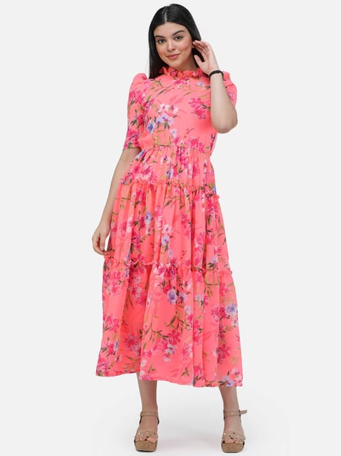 Cation Pink Floral Print A-Line Dress-picture-43