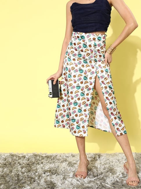 Cation Grey Printed A-Line Skirt-picture-11