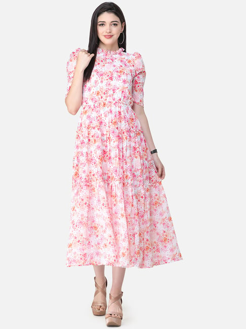Pastel pink foil floral dress by Athira Designs  The Secret Label
