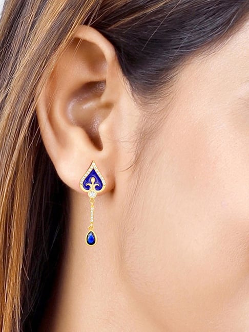 Get Gold-Plated Lotus Persian Blue Drop Earrings at ₹ 999 | LBB Shop