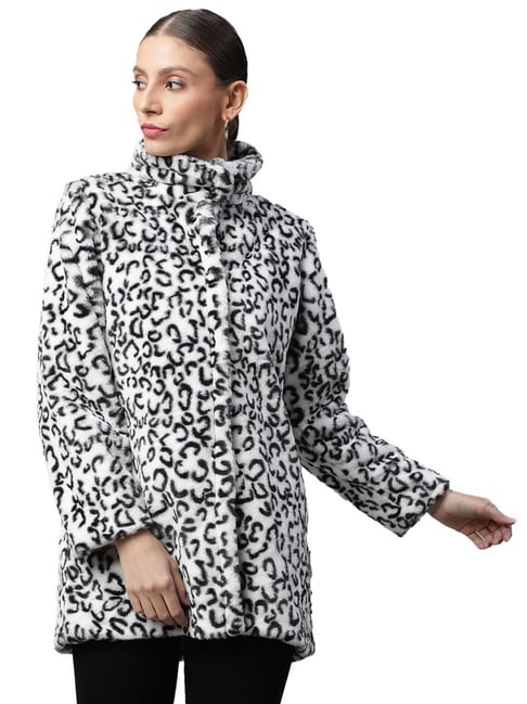 Black and white animal print clearance coat