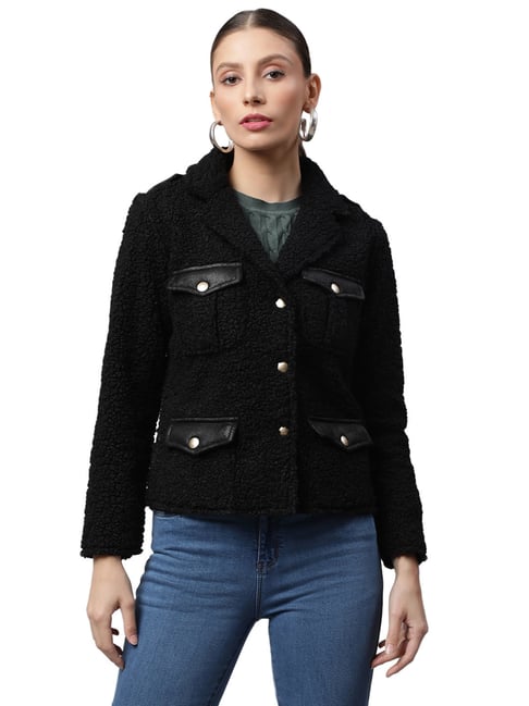 Global Republic Black Regular Fit Polar Fleece Jacket-picture-30
