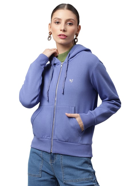 Global Republic Purple Printed Kangaroo Pocket Fleece Hoodie-picture-15