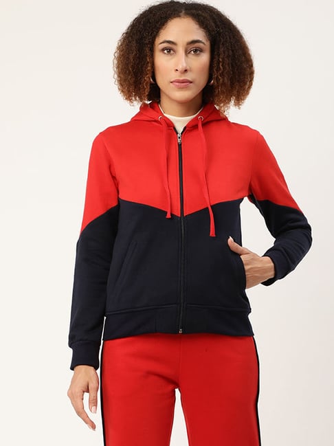 Buy Alsace Lorraine Paris Red Black Fleece Color-Block Hoodie