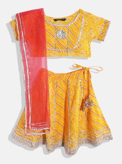 READIPRINT FASHIONS Kids Yellow & Red Printed Lehenga, Choli with Dupatta-picture-33