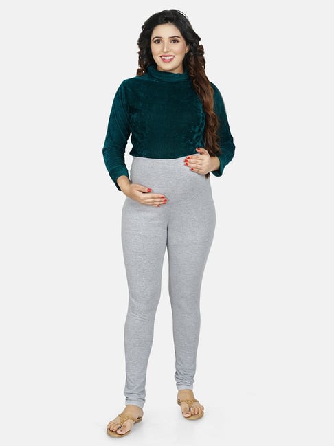 Buy Baby Moo Grey Textured Maternity Leggings for Women Online