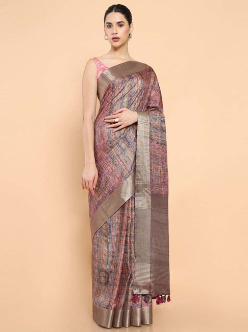 Soch Multicolored Cotton Printed Saree With Unstitched Blouse Price in India
