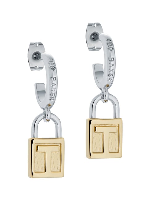 Buy Sarah Stainless Steel Dangle Huggie Hinged Hoop with Lock Charm Earrings  for Men at Amazon.in