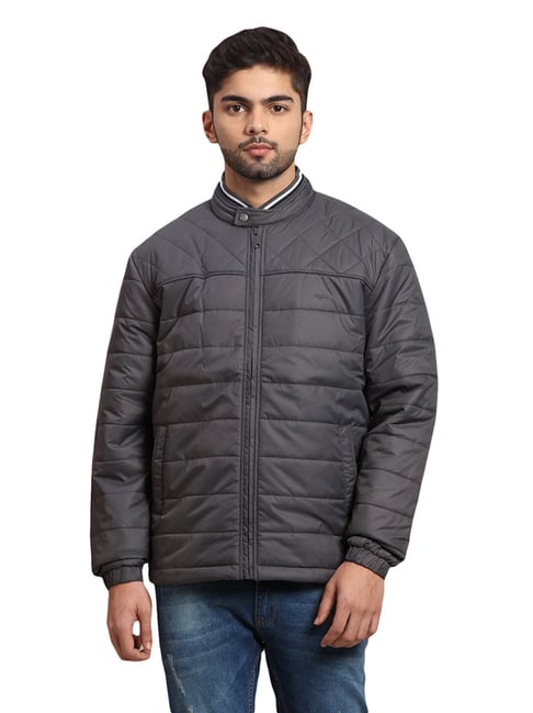 Colorplus Grey Tailored Fit Quilted Bomber Jacket
