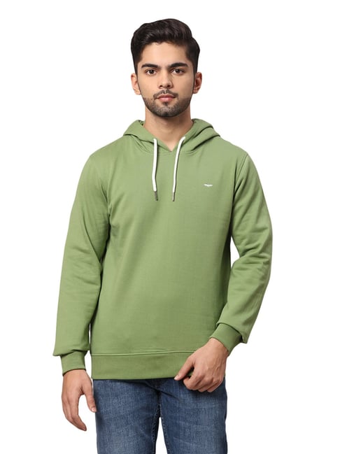 Park Avenue Green Slim Fit Hooded Sweatshirt-picture-18