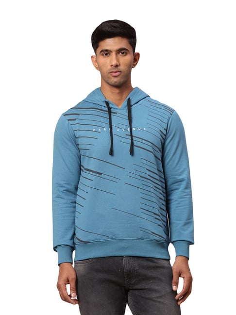 Park Avenue Blue Slim Fit Printed Hooded Sweatshirt-picture-27