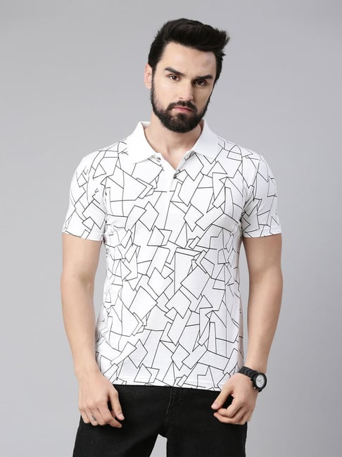 Kryptic White Regular Fit Printed Polo T-Shirt-picture-20