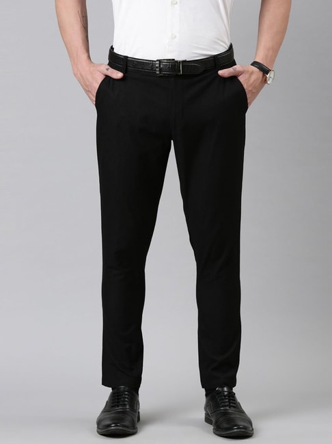 Buy Kryptic Black Straight Fit Trousers for Men Online @ Tata CLiQ