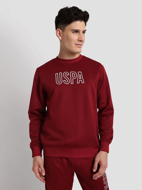 U S Polo Assn U.S. Polo Assn. Dark Red Regular Fit Round Neck Active Sweatshirt