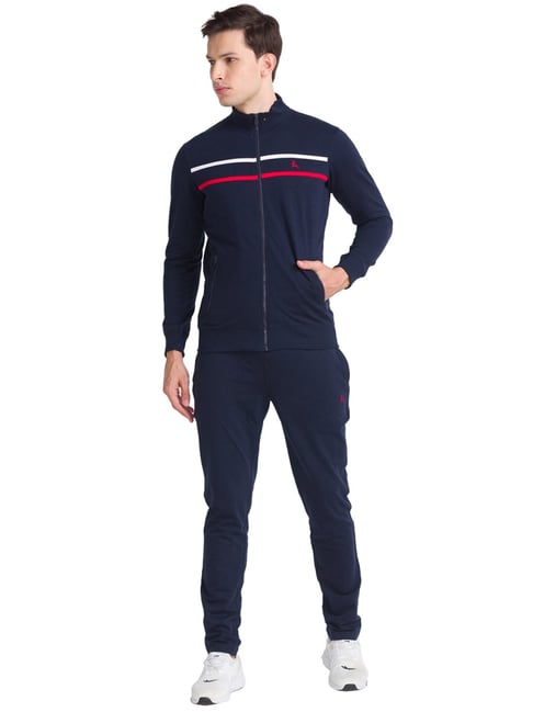 Parx Blue Regular Fit Striped Track Suit