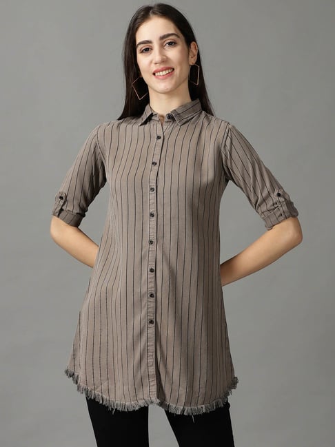 Striped longline outlet shirt