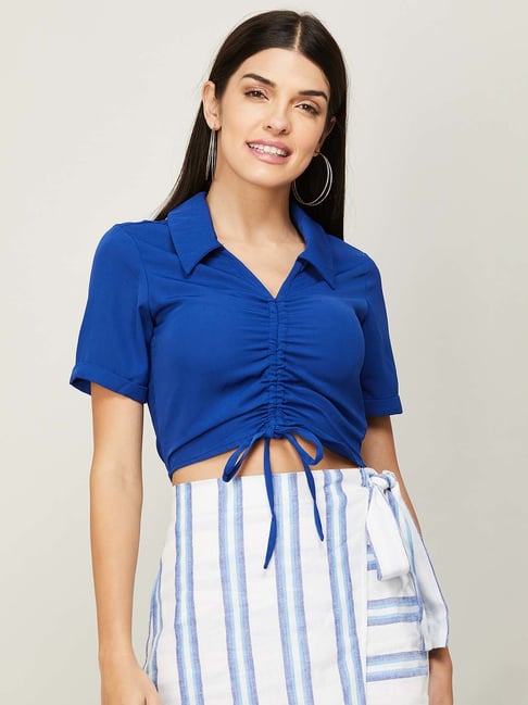 Ginger by Lifestyle Blue Regular Fit Crop Top Price in India