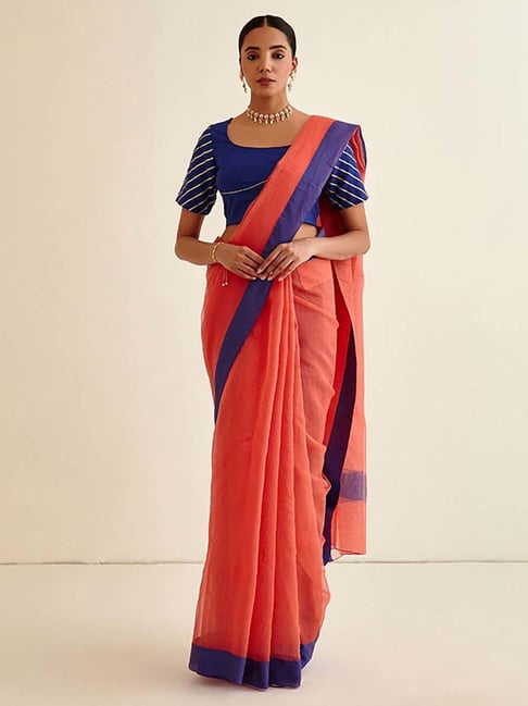 Abhishti Peach Saree With Unstiched Blouse Price in India