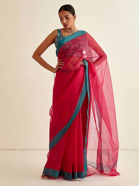 Abhishti Pink Saree With Unstiched Blouse Price in India