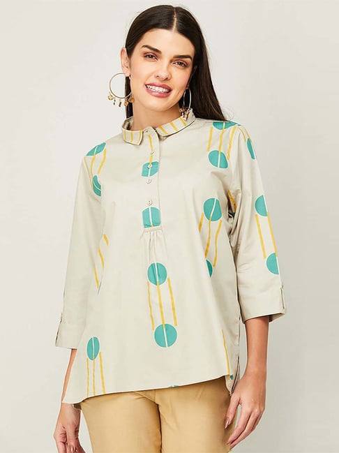 Melange by Lifestyle Blue Cotton Printed Tunic