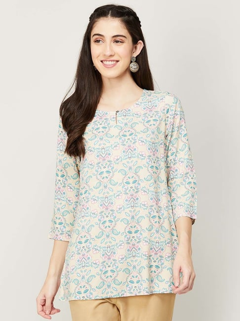 Melange by Lifestyle Off-White Printed Tunic