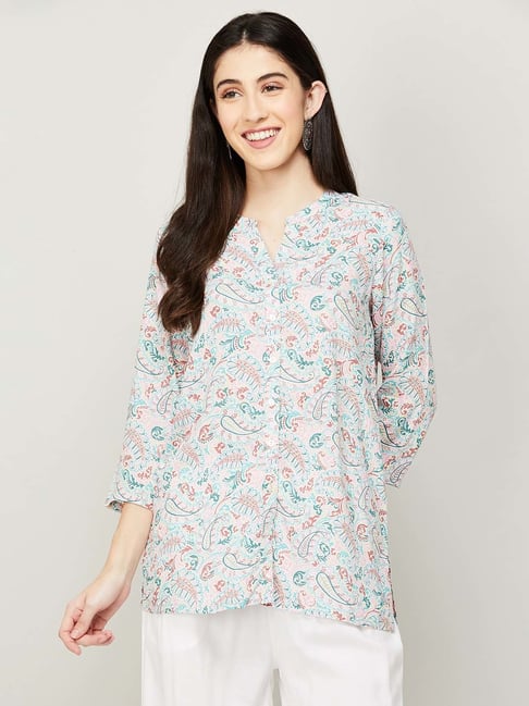 Melange by Lifestyle Teal Blue Printed Tunic