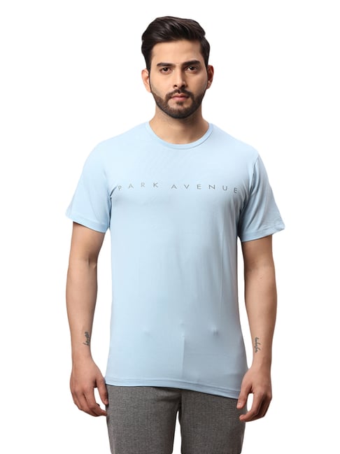 Park Avenue Blue Slim Fit Printed T-Shirt