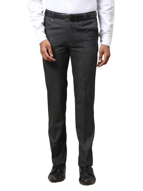 Park Avenue Dark Grey Super Slim Fit Texture Trousers